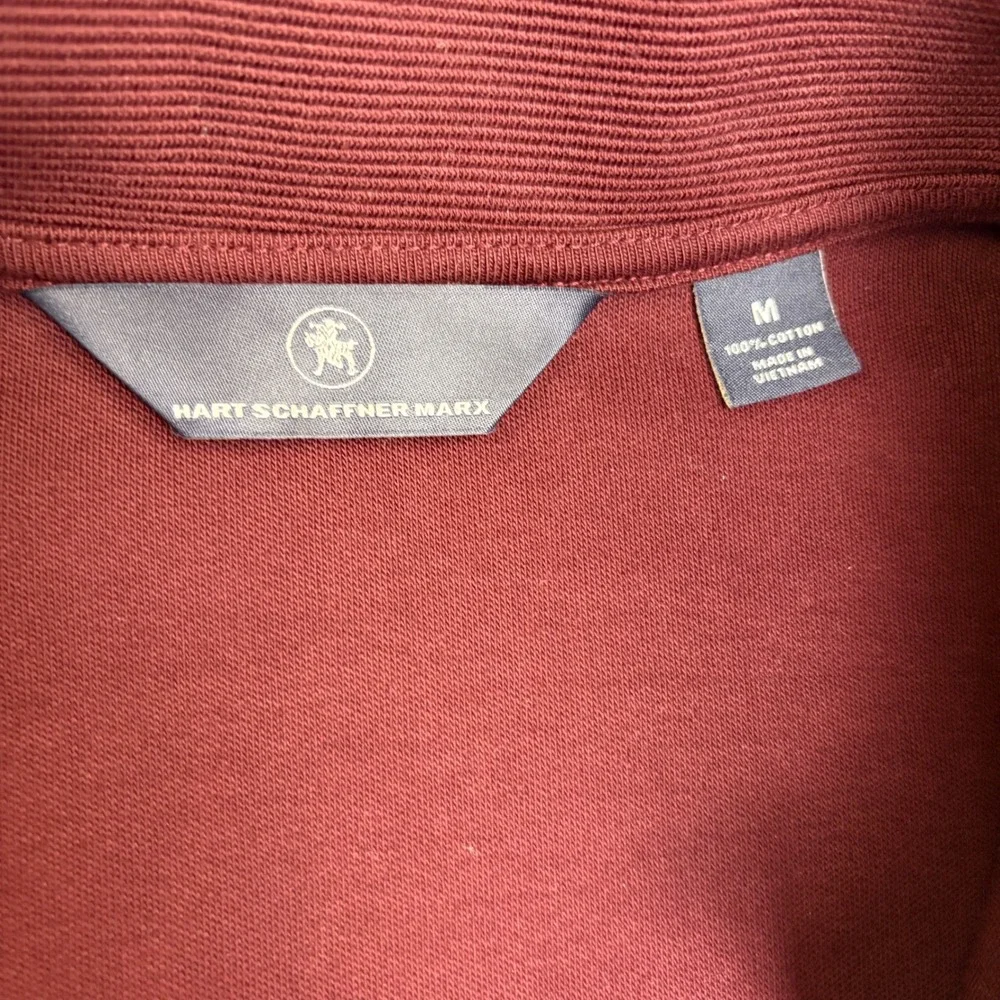 Hart Schaffner Marx Mens Burgundy 1/4 Quarter‎ Zip Pullover Sweater Medium